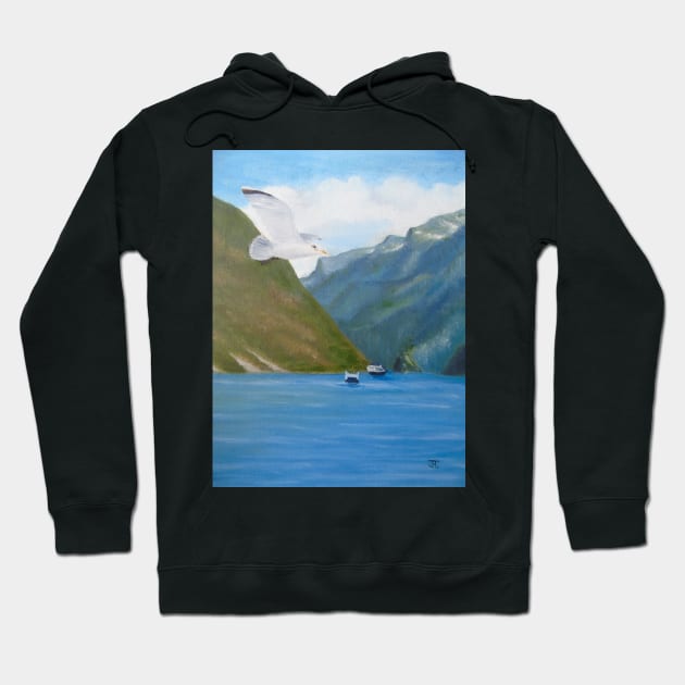 Gerainger Fjord, Norway - from a painting in Oils Hoodie by JennyCathcart